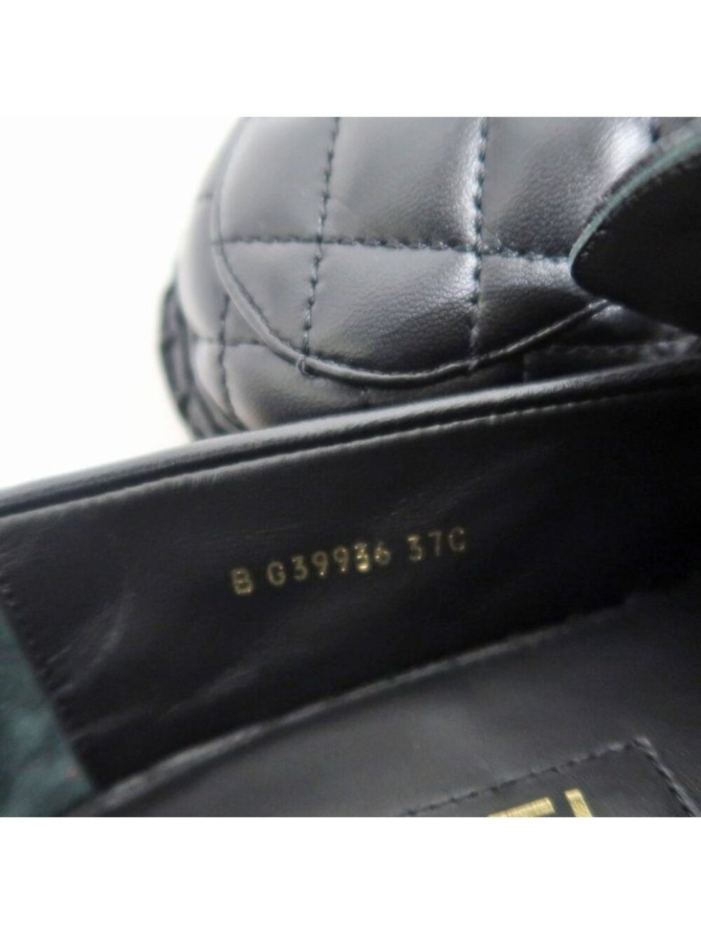 Chanel Loafers Size 37 C Lambskin Espadrilles Coco Mark Black - Picture 9 of 10